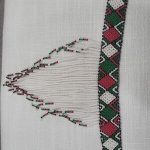 White Beaded Fringe Textile